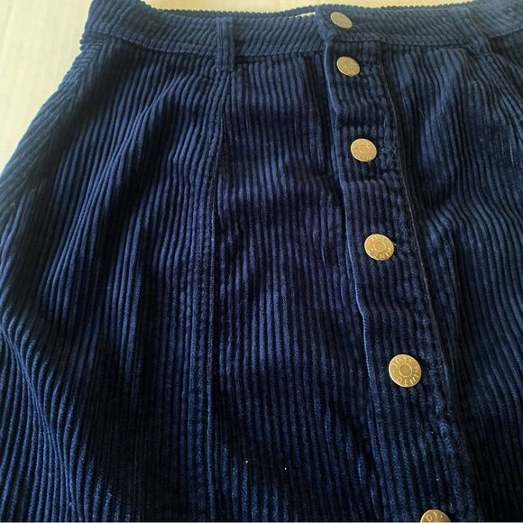 Corduroy Mini Skirt Blue Button Front Y2K Academia Gilmore Girls 90’s - Picture 3 of 8